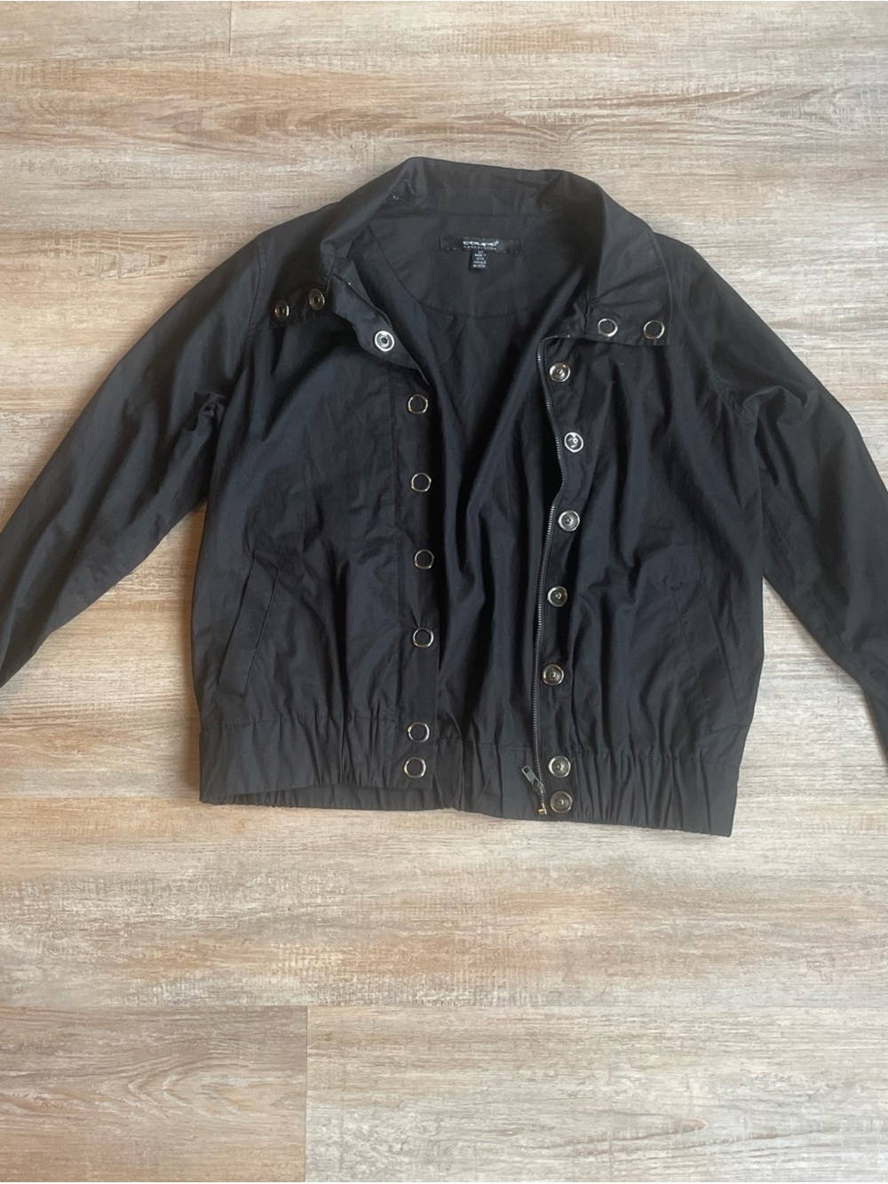 Coupe Collection Black Cotton Light Zip Up And Large Button Jacket Size Small